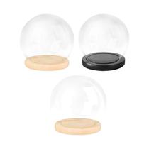 Cúpula De Vidro Transparente Com Base De Madeira Para Decoração De Casa De Bonecas E Suporte Para Cúpula De Vidro Transparente Com Base De Madeira Para Decoração De Casa De Bonecas E Suporte Para