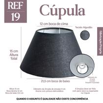 Cupula para Abajur 15x12x21cm Tecido algodão Soquete Importada Cor bege, preta ou branco Ref 19