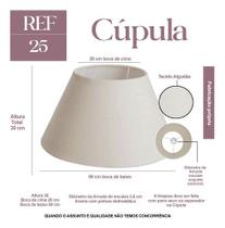 Cupula para Abajur 30x50x20cm Clássica Cone de tecido algodão soquete Nacional Ref 25 Cor Bege, Preto ou Branco