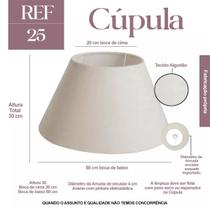 Cupula para Abajur 30x50x20cm Clássica Cone de tecido algodão soquete Nacional Ref 25 Cor Bege, Preto ou Branco