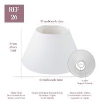 Cupula para Abajur Grande 30x23x50cm de tecido algodão soquete Nacional Ref 26 Cor Bege, branco ou Preto