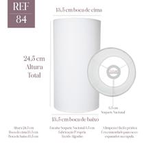 Cupula para abajur luminária 24x13x13cm Cilíndrica de Tecido Algodão Soquete nacional Cor bege, preta ou Branca Ref 84