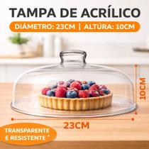 Cúpula Tampa 23cm Acrílico Para Porta Bolo Boleira Protetor Para Alimentos Cúpula Tampa 23cm Acrílico Para Porta Bolo Boleira Protetor Para Alimentos