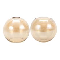 Cúpulas para Luminária WYNEYET em Vidro Âmbar 13 x 15 x 15 cm, Kit com 2 Cúpulas para Luminária WYNEYET em Vidro Âmbar 13 x 15 x 15 cm, Kit com 2