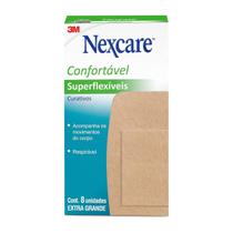 Curativo Bege Super Flexíveis Extra Grande 8 Unidades Nexcare