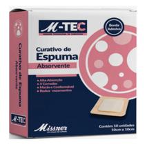 Curativo de Espuma Absorvente com Bordas de Silicone 10cm x 10cm Missner 10 Unidades