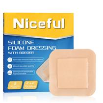 Curativo de Espuma de Silicone Niceful 10x10cm Impermeável Pacote com 5 Unidades