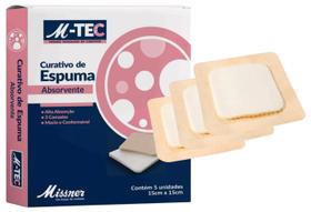 Curativo De Espuma M-tec Não Aderente 15x15cm KIT C/3 UN