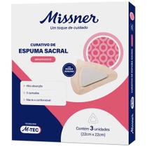 Curativo de espuma sacral absorvente 22cmx22cm com borda adesiva missner
