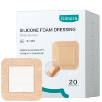 Curativo de feridas Dimora Silicone Foam 7,5 x 7,5 cm com borda, pacote com 20