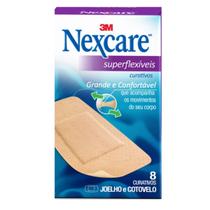 Curativo Nexcare 3M Superflexíveis Joelhos e Cotovelos com 8 Curativo Nexcare 3M Superflexíveis Joelhos e Cotovelos com 8