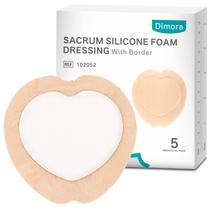 Curativo para feridas Dimora, bandagens de espuma sacral, borda adesiva de silicone, 7 x 7", almofadas sacrais impermeáveis, absorvente, respirável, curativo de pressão para feridas