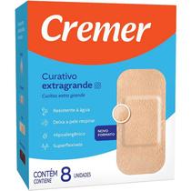 Curativo Super Flexível Extra Grande Bege 10cm x 4,8cm com 8 Unidades Cremer