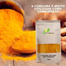 Cúrcuma 100 Pura em Pó Premium 250G Sem Glúten, Alto Teor De Curcumina