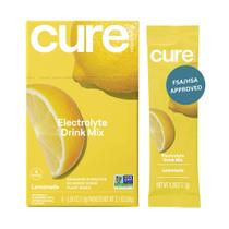 Cure Hydration Mistura de bebida eletrolítica à base de plantas Sem açúcar adicionado FSA-HSA Pó para alívio da desidratação feito com água de coco Não transgênico Vegano Caixa com 8 sachês - Limonada