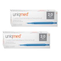 Cureta dermatológica descartável 2,0mm kit 2cx uniqmed tamanho:2,0mm
