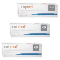 Cureta dermatológica descartável 2,0mm kit 3cx uniqmed tamanho:2,0mm