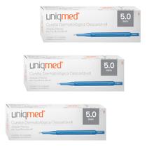 Cureta dermatológica descartável 5,0mm kit 3cx uniqmed tamanho:5,0mm