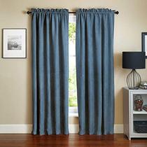 Curtain Blazing Needles Indigo Microsuede Rod Pocket 274 x 132 cm, 2 unidades Curtain Blazing Needles Indigo Microsuede Rod Pocket 274 x 132 cm, 2 unidades