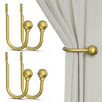 Curtain Holdbacks Hion Gold 4 peças de ganchos de cortina montados na parede