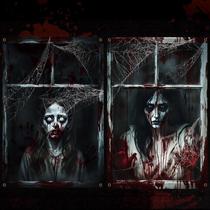 Curtain Sel Natural Halloween Ghost Window Decoration 79x120cm, 2 unidades