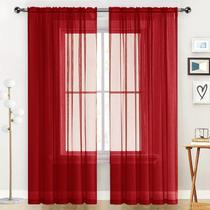 Curtain SpaceDresser Sheer Voile Rod Pocket 132x229 cm vermelho