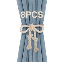 Curtain Tiebacks Apipi, tecido à mão, creme de algodão, 8 unidades