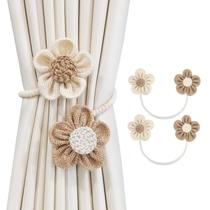 Curtain Tiebacks SRG Rope Sunflower, pacote com 2 unidades, creme e cáqui