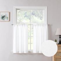 Curtain Tier Rod Pocket, linho semitransparente, 30x36cm, branco, Tollpiz
