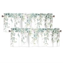 Curtain Valance AYTTBIS Green Eucalyptus Leaves 54x46cm, pacote com 2