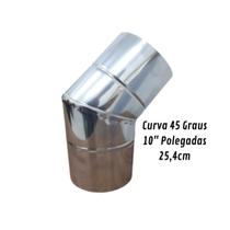 Curva 45 Para Chaminé Duto 10 Polegadas Inox 430 Brilhant Curva 45 Para Chaminé Duto 10 Polegadas Inox 430 Brilhant