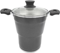 Cuscuzaira Alumínio Preto Craqueado N-16 Tampa Vidro 2,9 Lts Alças Baquelite