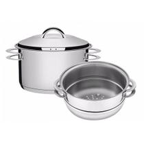 Cuscuzeira Aço Inox com Fundo Triplo 2 Peças Solar Tramontina Cuscuzeira Aço Inox com Fundo Triplo 2 Peças Solar Tramontina