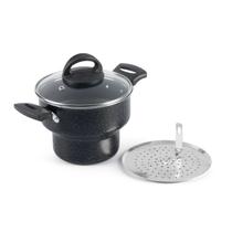 Cuscuzeira Antiaderente com Tampa de Vidro 16Cm Preto Nacional Cuscuzeira Antiaderente com Tampa de Vidro 16Cm Preto Nacional