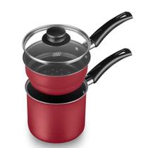 Cuscuzeira Antiaderente Mta 12Cm Cereja Tampa De Vidro Cuscuzeira Antiaderente Mta 12Cm Cereja Tampa De Vidro