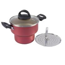 Cuscuzeira Antiaderente Tampa Vidro 16cm Cereja Nacional