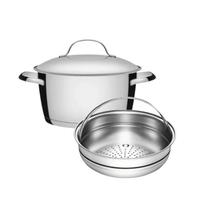 Cuscuzeira e Cozi Vapore 3,1L Inox Fundo Triplo 2 Peças Tramontina Allegra