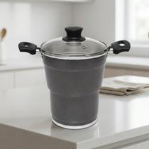 Cuscuzeira Grande Alumínio N16 2,9L com Tampa de Vidro Panela Cuscuz Individual Craqueado Alça Baquelite Fogão à Lenha e Gás