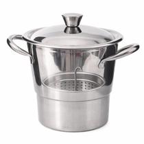 Cuscuzeira Inox 16cm 2,5 Litros com Tampa Compacta Panela Cuscuz Nordestino