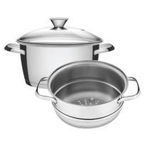 Cuscuzeira Inox Tramontina 16cm e 1,5L Tampa de Vidro