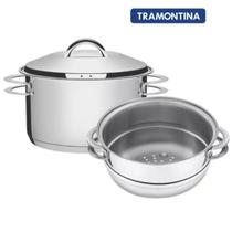 Cuscuzeira Inox Tramontina Solar Fundo Triplo com Alças 2 peças 16 cm