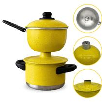 Cuscuzeira Porção Individual Pequena Nordestina de Alumínio Amarelo 1 Porção Cuscuzeira Porção Individual Pequena Nordestina de Alumínio Amarelo 1 Porção