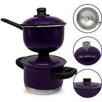 Cuscuzeira Porção Individual Pequena Nordestina de Alumínio Roxo 1 Porção Cuscuzeira Porção Individual Pequena Nordestina de Alumínio Roxo 1 Porção