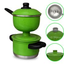 Cuscuzeira Porção Individual Pequena Nordestina de Alumínio Verde 1 Porção Cuscuzeira Porção Individual Pequena Nordestina de Alumínio Verde 1 Porção