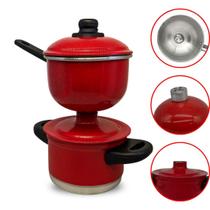 Cuscuzeira Porção Individual Pequena Nordestina de Alumínio Vermelho 1 Porção Cuscuzeira Porção Individual Pequena Nordestina de Alumínio Vermelho 1 Porção