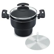 Cuscuzeira Prática Nordestina Individual Fortaleza 16 cm Cozinha Rápido Preta