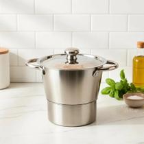 Cuscuzeira Tradicional Inox Indução Grande 16cm Cuscuz Nordestino Prata