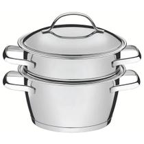 Cuscuzeira Tramontina Allegra Em Aço Inox Com Fundo Triplo 2 Peças 2 L 65650050