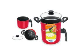 Cuscuzeiro 14 Vermelho Com Tampa De Vidro 0.194 Dona Chefa