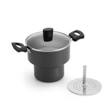 Cuscuzeiro 18 Antiaderente Cinza C / Tampa de Vidro